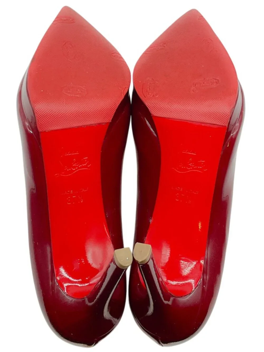 Christian Louboutin Dark Red Patent Leather Pigalle Plato Platform Pumps